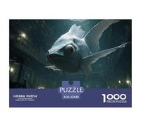 Gint White Fish with Black Eyes 1000 Pcs Cartón Fuerte Rompecabezas Giant Fish Liberador De Estrés Juego Creativo Puzzle para Adultos Y Niños 52x38cm/1000pcs