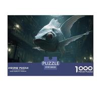 Gint White Fish with Black Eyes 1000 Piezas Cartón Fuerte Rompecabezas Giant Fish Liberador De Estrés Juego Familiar Puzzle para Niños Pequeños 38x26cm/1000pcs