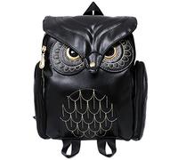 Gintai Mujeres Chicas PU Cuero Búho Mochilas de Dibujos Animados Moda Casual Satchel Mini Mochila Negro, (Negro)