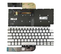 GinTai Portátiles Teclado retroiluminado US Reemplazo para Dell Inspiron 7490/para Vostro 5390 5391 5490 5590 /para Latitude 3301 3410 (plata)