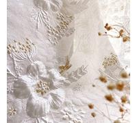 GINTON Seda De Brocado De Satén, Brocado De Bordado Chino, Jacquard Elegante Seda Dorada Flor De Diente De León Blanca Exquisita Novela Suave 145X50cm