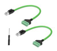 GINTOOYUN 2 cables RJ45 macho a 8 pines, cable de terminales de rosca, color verde, Cat6, cable Ethernet RJ45/8P 8C a 8 pines, abrazadera de tornillo desmontable, cable sin soldadura para ordenador de