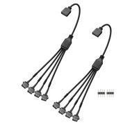 GINTOOYUN 2 PCS 1 a 4 ARGB Cable Divisor 12V 4-Pin Female to Four SM 4-Pin Female Addressable RGB Cable Divisor para tiras de luz LED, ventiladores ARGB de 12V, carcasas de computadora, etc (30 cm