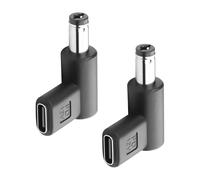 GINTOOYUN 2 unidades 12 V DC Adaptador de conector de alimentación 90 grados Ángulo hembra USB C a macho DC 5,5 mm x 2,1 mm convertidor 12 V USB tipo C entrada a adaptador de salida dc5521 (12 V)