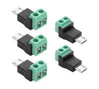 GINTOOYUN 5 unidades Micro USB C de 2 pines Adaptador de terminal de tornillo Micro USB macho conector de bloque de terminal de tornillo