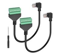 GINTOOYUN Cable alargador de terminal Ethernet de 2 piezas Cat6e de 90 grados RJ45 macho a 8 pines desmontable, cable Ethernet para portátil, router, impresora, etc. (11,81 pulgadas) (curva a la