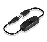 GINTOOYUN Cable de alimentación USB C con botón de encendido/apagado USB tipo C macho a hembra con interruptor para Raspberry Pi 4B, fuente de alimentación de 30 cm