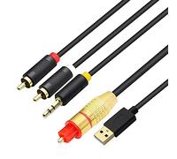 GINTOOYUN Cable de Audio Analógico y Digital Coaxial USB, AUX SPDIF a 3,5 mm + 2 Conectores RCA para TV, PS4, Reproductor de Blu-Ray, Altavoz Multimedia