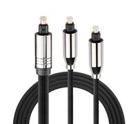 GINTOOYUN Toslink - Cable divisor de audio óptico de 24 K, conectores chapados en oro, 1 a 2 cables de audio de fibra óptica para televisores, amplificadores, DVD, reproductores Blu Ray, etc