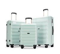GinzaTravel Juego de equipaje giratorio de 8 ruedas con material de polipropileno antiarañazos, gran capacidad, expandible, Acuarela azul, 3-pc Set (20/24/28), Equipaje ligero de doble sellado