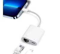 Giochem Adaptador Lightning a Ethernet, adaptador de red LAN Ethernet RJ45 2 en 1 con puerto de carga para teléfono, almohadilla de 10/100 Mbps de alta velocidad, Plug and Play