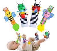 Giochi per bambini Zglymus 0-6 mesi calzini a sonagli morbidi e giocattoli per lo sviluppo sensoriale del set di mani e piede per bambini 0-12 mesi c