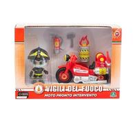 Giochi Preziosi Bomberos de Moto con Rueda Libre Original y Bombero 7 cm movible, Incluye Accesorios de Equipamiento, para niños a Partir de 4 años