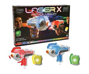 Giochi Preziosi - Laser X Revolution Blaster - Elige el color de tu equipo, golpea hasta 90 metros - Incluye 2 Blasters, 2 receptores y Voice Coach - Para niños a partir de 6 años - Modelo n. LAE12000