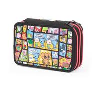 Giochi Preziosi Pera Toons - Estuche Pera Toons con 3 cremalleras y 3 compartimentos, completo de lápices, bolígrafos, rotuladores, ceras, goma, tijeras, regla y sacapuntas, multicolor, Pera Toons
