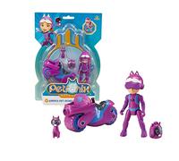 Giochi Preziosi Petronix Defender - Emma y Kitt - 10, Misión con Motocicleta y Mochila Desmontable Juguete, Figura de Acción de 7 cm, Superhéroe Transformable para Niños a Partir de 3 años