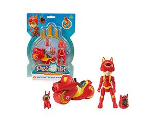 Giochi Preziosi Petronix Pet01100 - Motocicleta de Rueda Libre con Personaje Mate articulado de 7 cm y Mochila extraíble, para niños a Partir de 3 años