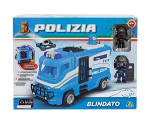 Giochi Preziosi Policía - Blindado De La Policía con Livrea Original De Rueda Libre Incluye Celda, Habitáculo, Personaje 7 Cm En Uniforme Oficial Y Accesorios. para Niños A Partir A Partir de 4 Años