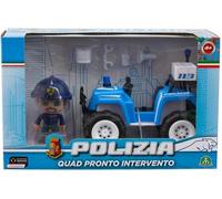 Giochi Preziosi Policía - Quad de policía de Rueda Libre con Livrea Original. Incluye Figura de 7 cm en Uniforme Oficial articulado y Accesorios Personalizados. para niños a Partir de 4 años