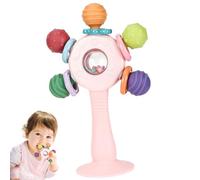 Giochi Sensoriali per Neonati Sensoriales Juguetes Juguete de Denticion Sonajero Anillo de Dentición de Silicona, Juguete Educativo Temprano Montessori, Sonaglio Neonato 3-6 Mesi (rosa)