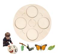 Giochi sul Ciclo per Bambini - Mesa de rompecabezas de crecimiento animal, juguete educativo de madera con colores vivos para niños: Gallina Rana y Metamorfosis Mariposa