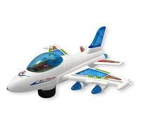 giocoscuolaregalo Avión de juguete con luces, sonidos y movimiento misterio Bump & Go Avión Super Jet juguete con movimiento con luces sonidos música avión gran juguete, colores surtidos (c)