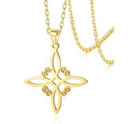 GIOFEOIK Amuleto Celta Nudo de Bruja Tetragrammaton Pentagrama Collar Colgante Protección Doble Brujería Pagano Joyería Irlandesa para Hombre Mujer, Nudo de Oro-Bruja