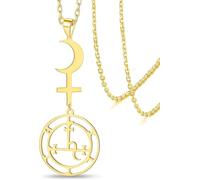 GIOFEOIK Colgante Cruz de Luna Creciente Símbolo Lilith Astrología Pagano Amuleto Brujería Gótico Protección Doble Joyería Místico Lunar para Mujer Hombre Regalo, Gold2