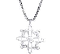 GIOFEOIK Collar de Nudo de Bruja Acero Inoxidable Colgante Wicca Magico Nudo Celta Estrella Charm Triqueta Joyeria Unisex, Acero