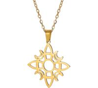 GIOFEOIK Collar de Nudo de Bruja Acero Inoxidable Colgante Wicca Magico Nudo Celta Estrella Charm Triqueta Joyeria Unisex, Luna A