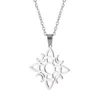 GIOFEOIK Collar de Nudo de Bruja Acero Inoxidable Colgante Wicca Magico Nudo Celta Estrella Charm Triqueta Joyeria Unisex, Luna B