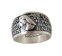Gioielli Aurum - Anillo Ave María de plata de ley, oración grabada, diseño religioso con Virgen - Banda para hombre, mujer y chico brunido - Fabricado en Italia y hecho a mano - Hipoalergénico - Idea