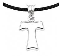 Gioielli Aurum Collar con cruz Tau Tao de plata 925 con cordón negro, colgante religioso unisex para hombre y mujer