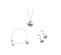 Gioielli Botanici® Conjunto de mujer | Collar Maglie Elegance + Pulsera + Pendientes con flores auténticas secas en ampolla de cristal | Acero inoxidable AISI 316 | Made Italy, ÚNICO, Acero inoxidable