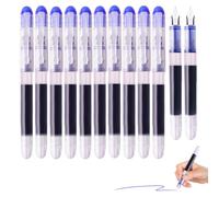GIONAR 12 plumas estilográficas azules desechables de alta capacidad para escribir, bolígrafos de tinta azul con puntas de acero inoxidable de 0.5 mm, escritura suave, para trabajo de oficina, estudio