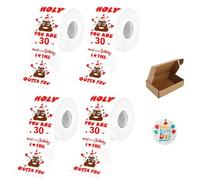 GIONAR 4 rollos de papel higiénico de 30 cumpleaños, regalos de 30 cumpleaños para hombres y mujeres, rollos de papel higiénico inspirados en caca - Holly You are 30! Regalos divertidos de cumpleaños