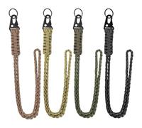 GIONAR 4pcs Schlüsselband mit Karabiner,Schlüsselband,Schlüsselband Personalisiert,Paracord Schlüsselanhänger Geeignet für Notfalls beim Camping im Freien, negro, verde militar, marrón, caqui, Talla