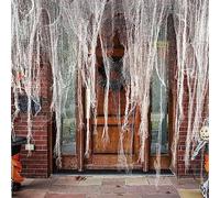 GIONAR 500 x 100 cm, decoración de Halloween, tela espeluznante, paños espeluznantes para Halloween, fiestas, interiores y exteriores, puertas de casas espeluznantes (blanco)