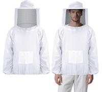 GIONAR Disfraz de apicultura de 2 piezas, disfraz de apicultor de Halloween, chaqueta de apicultura con capucha de velo para mujeres y hombres, disfraz de fiesta de abeja de Halloween
