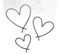 GIONAR Juego de 3 piezas de arte de pared de metal negro, decoración de pared negra en forma de corazón para dormitorio y sala de estar, incluye 6 clavos, tamaños 15 x 15 cm, 12 x 12 cm, 9 x 9 cm