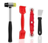 GIONAR Kit de 4 herramientas de acristalamiento de ventanas, martillo de acristalamiento resistente, pala de acristalamiento, paleta y rodillo rojo para ventanas para un montaje eficiente de ventanas