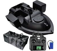 GIOPSQ Barco de pesca RC con GPS - Alcance 500 m, control remoto, luz LED nocturna, barco cebador inteligente color negro cubierta/A/12000mAh