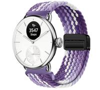 GIOPUEY 18mm Correas Magnética Compatible con Withings ScanWatch 2 38mm/Nova Brilliant 39mm/ScanWatch Light, Correa Tejida de Nailon Suave [Unisexo] [Transpirable] - Purple/White