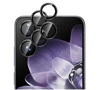 GIOPUEY 2 Pack Protector de Lente de Cámara Compatible con Xiaomi Mix Flip 2, [Protección Integral][Doble Protección] Metal + Vidrio Templado, Protector de Cámara - Black