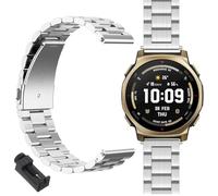 GIOPUEY 22mm 20mm Correas Compatible con Amazfit T-Rex 3 Pro 48mm/T-Rex 3 Pro 44mm, Acero Inoxidable La Correa [Resistente al Desgaste] Pulsera - Silver