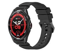 GIOPUEY 24mm Correas Compatible con TicWatch Pro 5 Enduro, Suave Silicona La Correa [Resistente al Desgaste] [Transpirable] Pulsera - Black