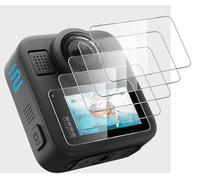 GIOPUEY [4 Pack Cristal Templado Compatible con GoPro MAX 2 (2025), Vidrio de Alta Transmitancia, Inastillable, Funda Compatible, Protector Pantalla