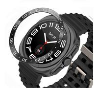 GIOPUEY Acero Inoxidable Anillo para Samsung Galaxy Watch Ultra 47mm, Bezel Styling Ring Adhesive Cover Protector Anti arañazos y colisiones - A-Black