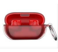 GIOPUEY Clear Funda Compatible con Beats Solo Buds, Ultradelgado TPU Case Cover, Anti-caída, Portátil - Transparent Red
