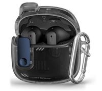 GIOPUEY Clear Funda Compatible con JBL Tune Flex, Ultradelgado TPU Case Cover, Anti-caída, Portátil - Transparent Black